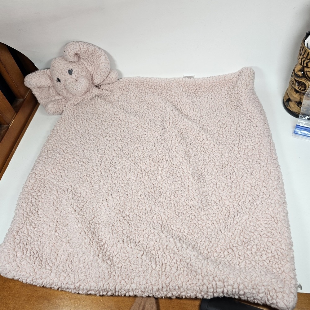 Modern Baby Pink Elephant Snuggle Blankie Lovey Plush Security Blanket